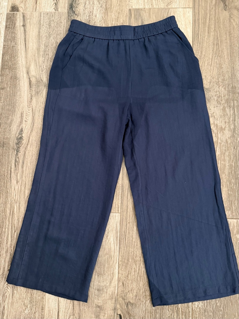 Navy Halara Wide-Leg Baggy Pull-On Pants Cool and comfy gauze like fabric Sz L